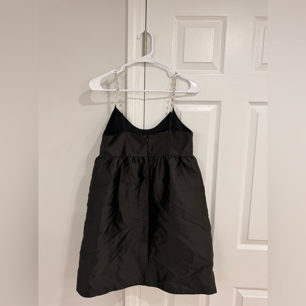 Sandro Silk Blend Black Mini Dress With Crystal Straps - Picture 4 of 6